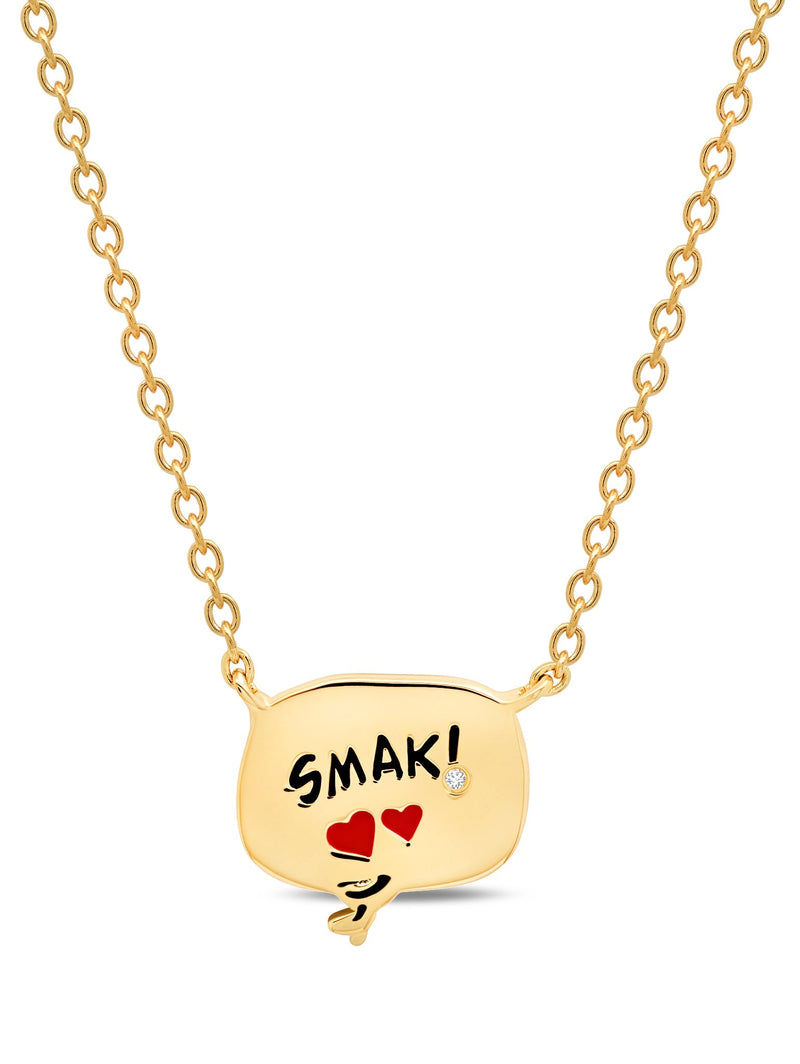 SMAK! Thought Balloon .925 Sterling Silver Necklace Finished in 18kt Yellow Gold - CRISLU