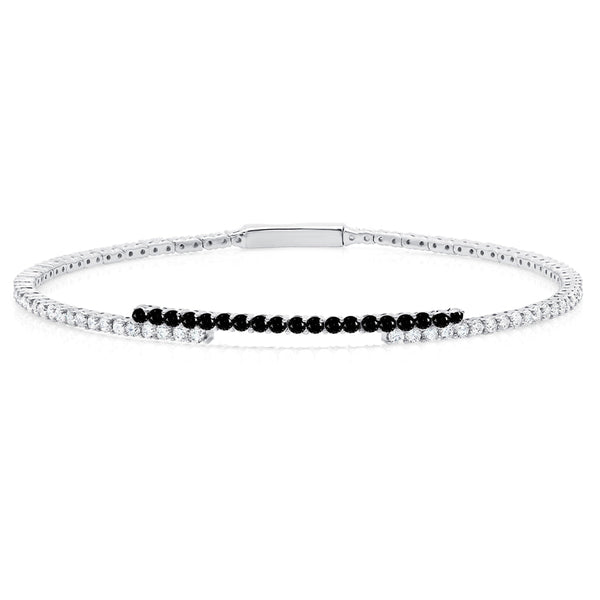 Small 7'' Regal Flex Bangle With Black Stones - CRISLU