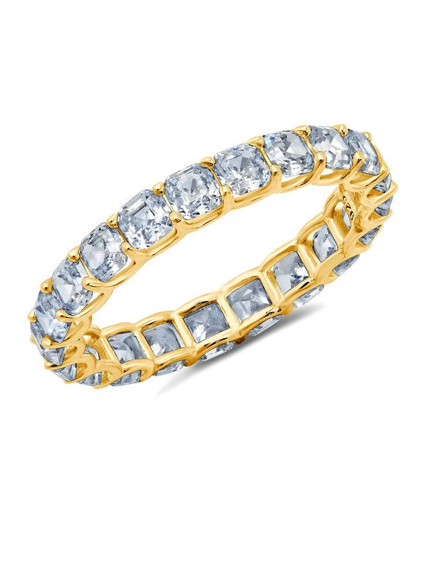 Small Asscher Cut Eternity Band Finished in 18kt Yellow Gold - CRISLU