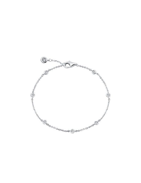 Small Bezel Station Anklet Finished in Pure Platinum - CRISLU