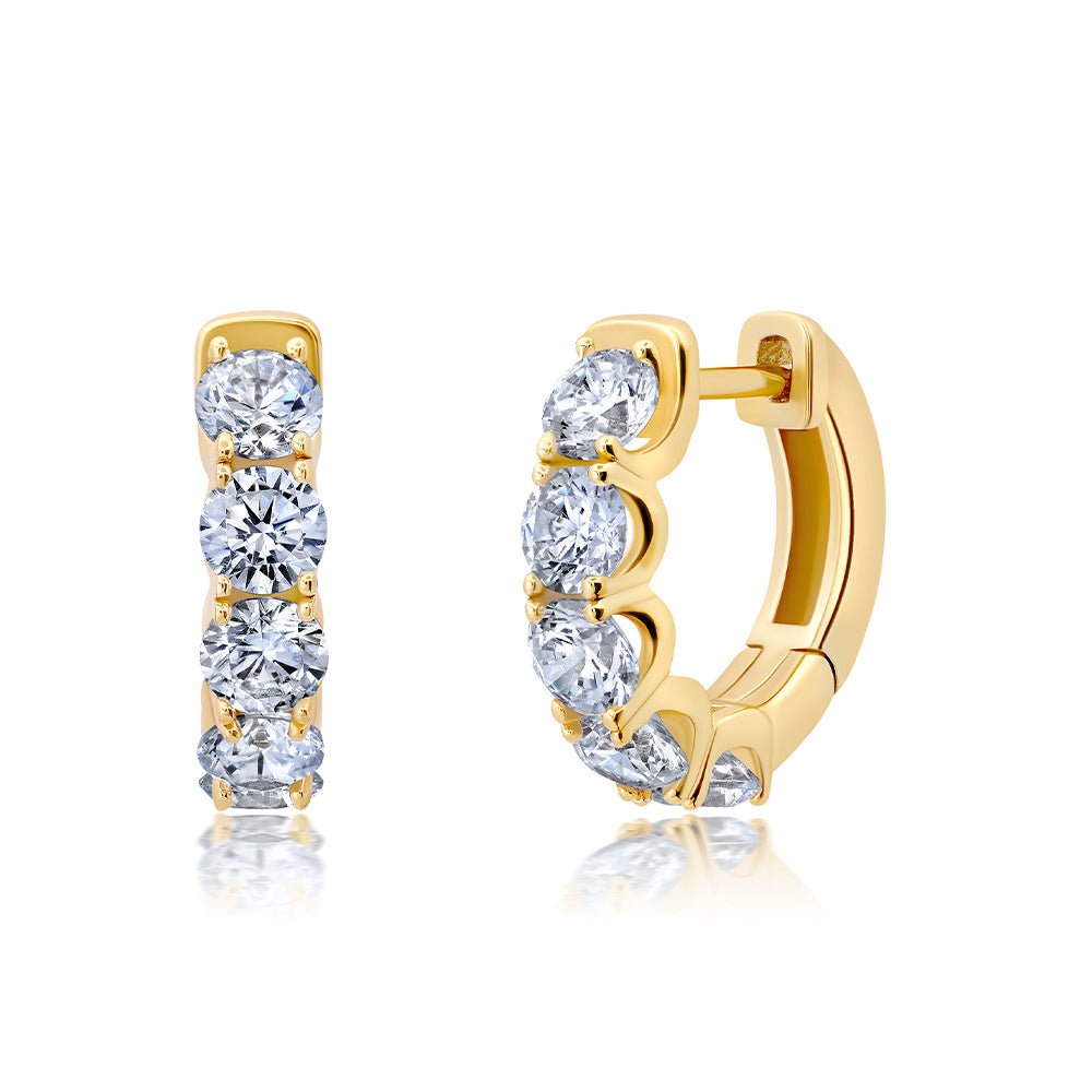 Small Brilliant Round Hoop Earrings - CRISLU