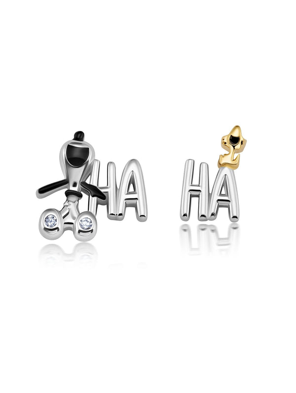 Snoopy & Woodstock Ha Ha Brass Earrings Finished in Pure Platinum - CRISLU