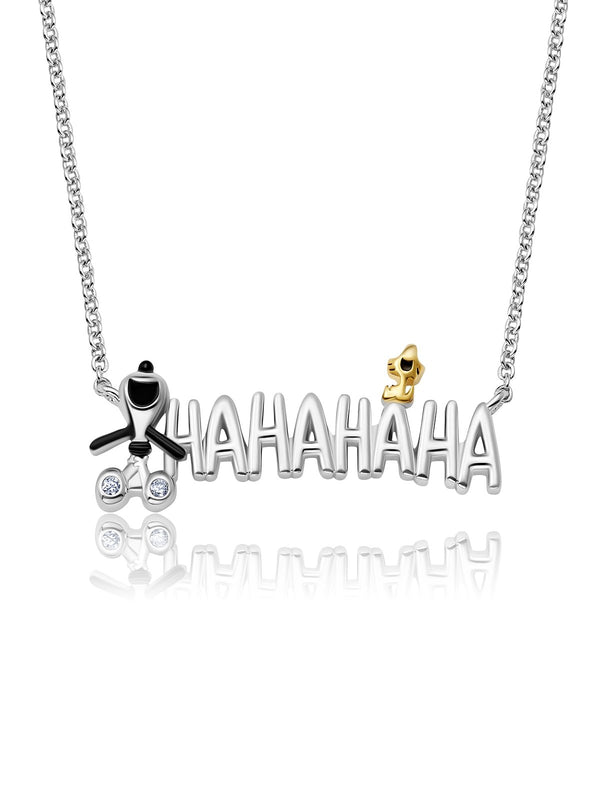 Snoopy & Woodstock Ha Ha Ha Brass Necklace Finsihed in Pure Platinum - CRISLU