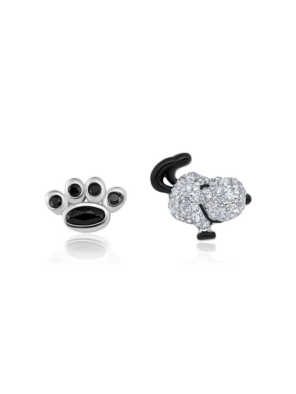 Snoopy/Paw Brass Earrings Finished in Pure Platinum - CRISLU