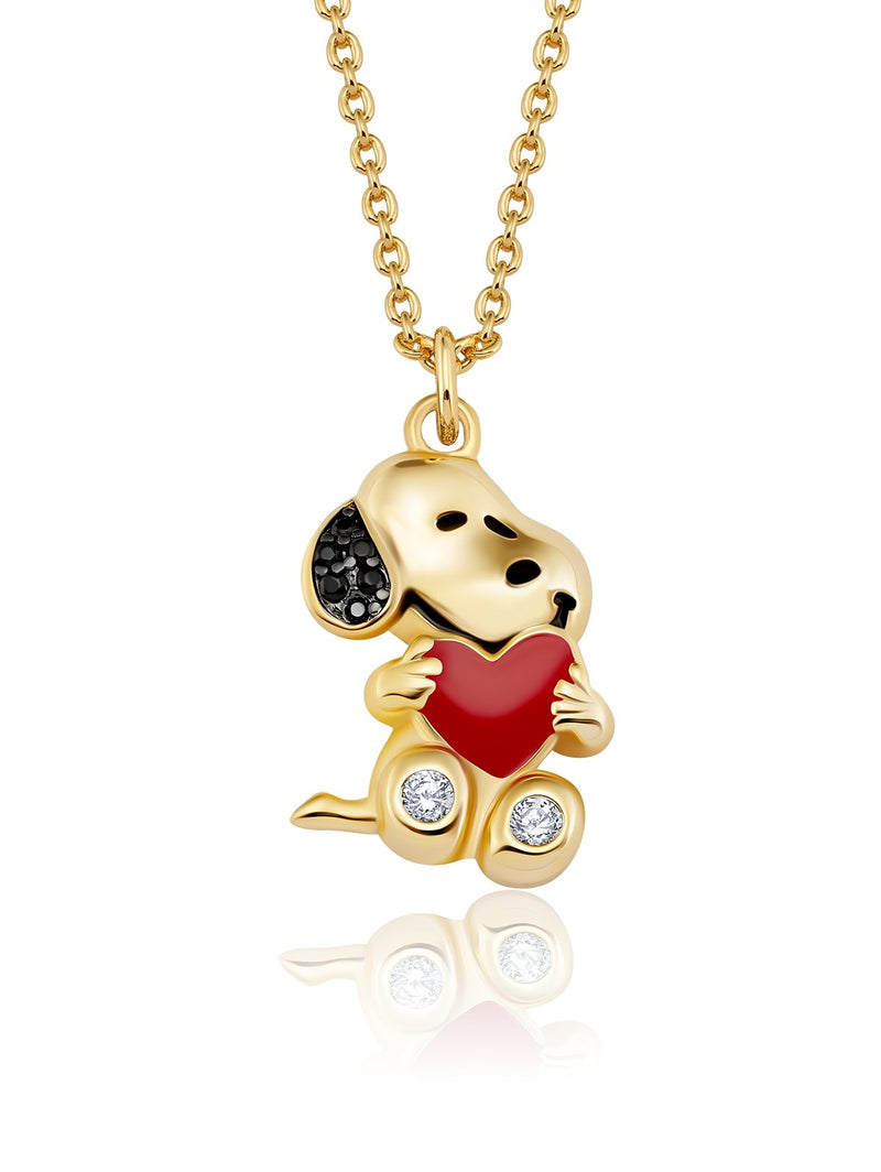 Snoopy's Love Brass Necklace Finished in 18kt Yellow Gold - CRISLU