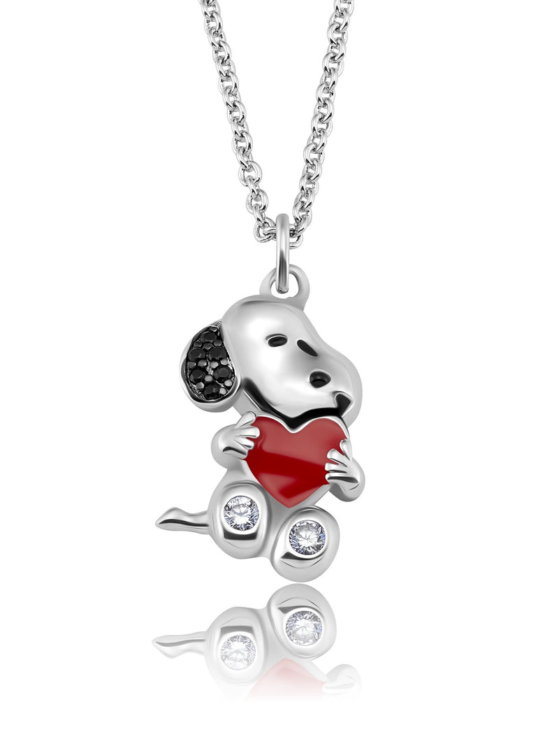Snoopy's Love Brass Necklace Finsihed in Pure Platinum - CRISLU