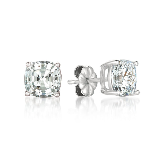 Solitaire Asscher Earrings Finsihed in Pure Platinum - 4.0 Cttw - CRISLU