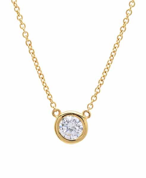 Solitaire Bezel Pendant Small Finished in 18kt Yellow Gold - CRISLU