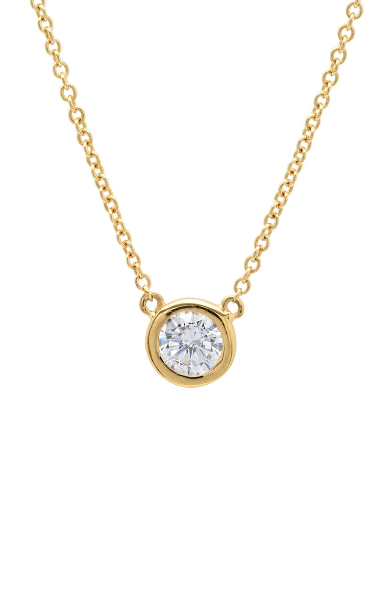 Solitaire Bezel Set Pendant Small Finished in 18kt Yellow Gold - CRISLU