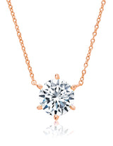 Solitaire Brilliant Necklace - 6 prong - Finished in 18kt Rose Gold - CRISLU