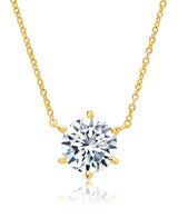 Solitaire Brilliant Necklace - 6 prong - Finished in 18kt Yellow Gold - CRISLU