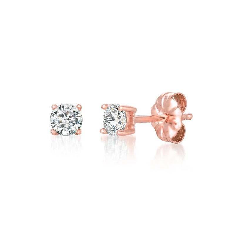 Solitaire Brilliant Stud Earrings Finished in 18kt Rose Gold - 0.50 Cttw - CRISLU
