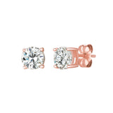 Solitaire Brilliant Stud Earrings Finished in 18kt Rose Gold - 1.5 Cttw - CRISLU