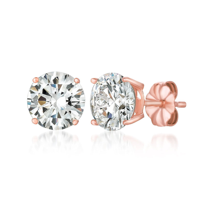 Solitaire Brilliant Stud Earrings Finished in 18kt Rose Gold - 4.0 Cttw - CRISLU