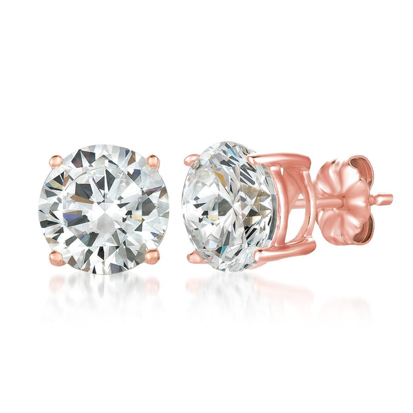 Solitaire Brilliant Stud Earrings Finished in 18kt Rose Gold - 6.0 Cttw - CRISLU