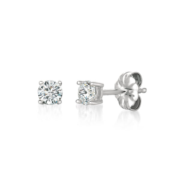 Solitaire Brilliant Stud Earrings Finished in Pure Platinum - 0.50 Cttw - CRISLU