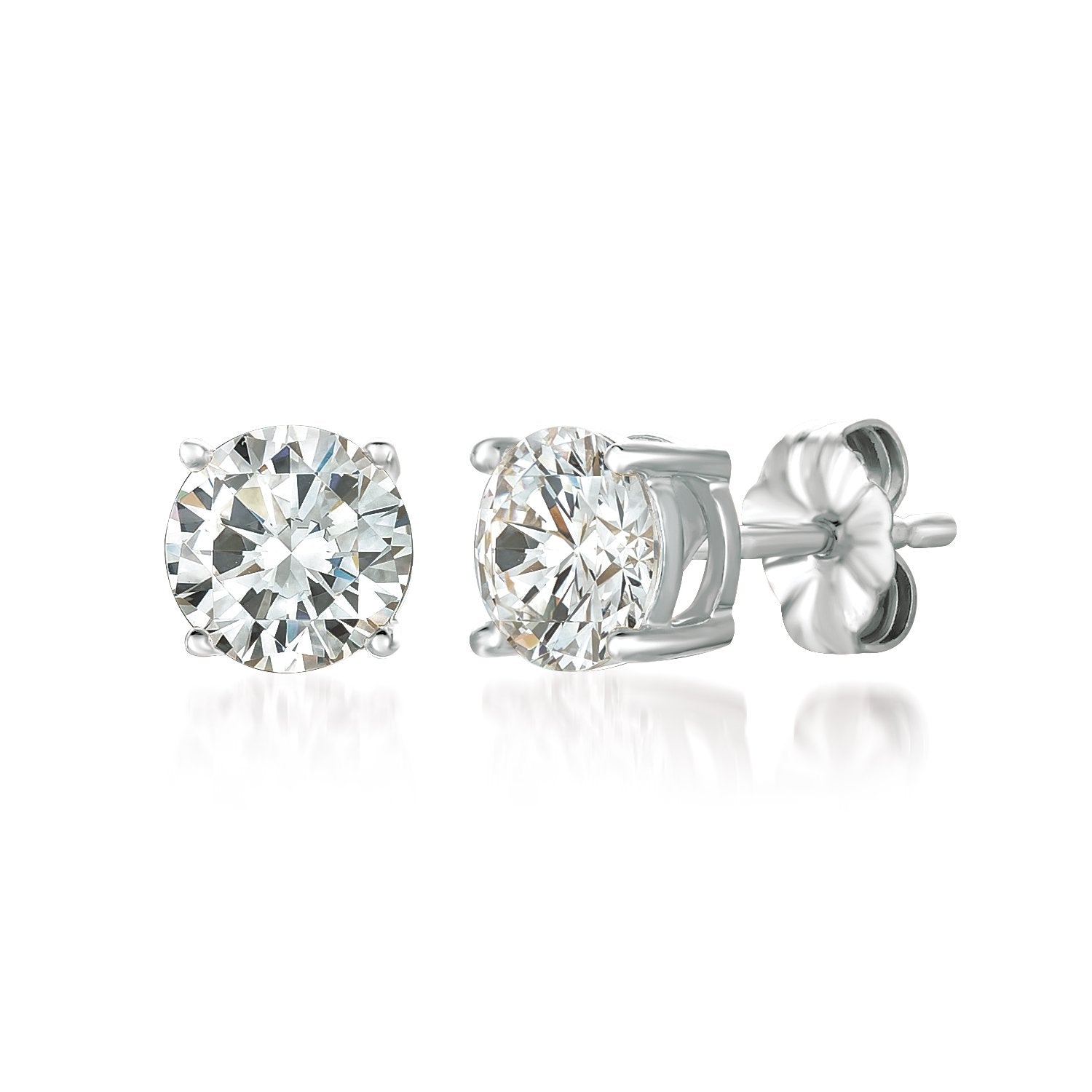 Solitaire Brilliant Stud Earrings Finished in Pure Platinum- 2.0 Cttw ...