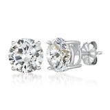 Solitaire Brilliant Stud Earrings Finished in Pure Platinum - 6.0 Carat - CRISLU
