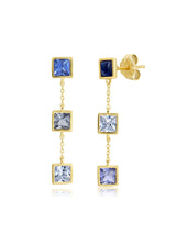 Square Princess Cut Sm Linear Periwinkle Colored Stone Earrings - CRISLU