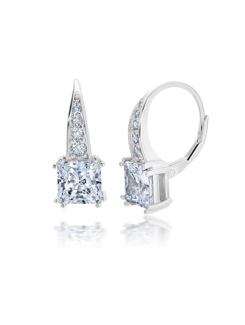 Square Princess Leverback Earrings - CRISLU