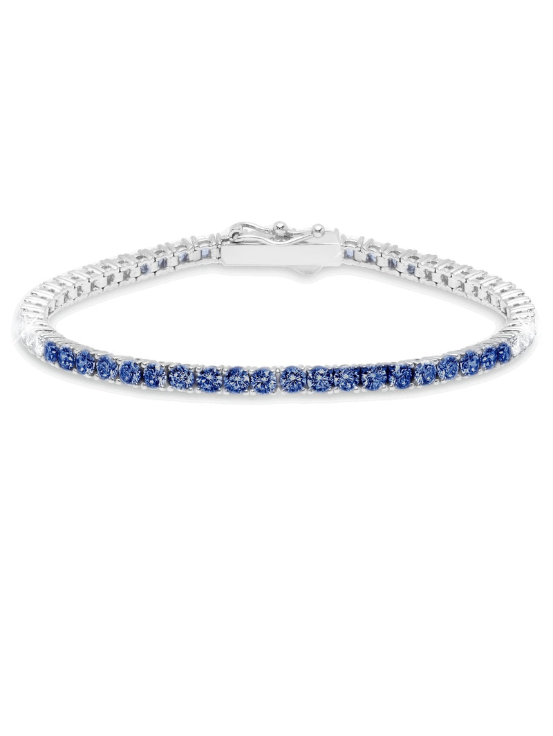 Tennis Bracelet With Round Cut 3mm Sapphire Color Stones - CRISLU