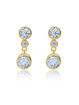 Three Round Graduated Bezel Set Drop Earrings - CRISLU