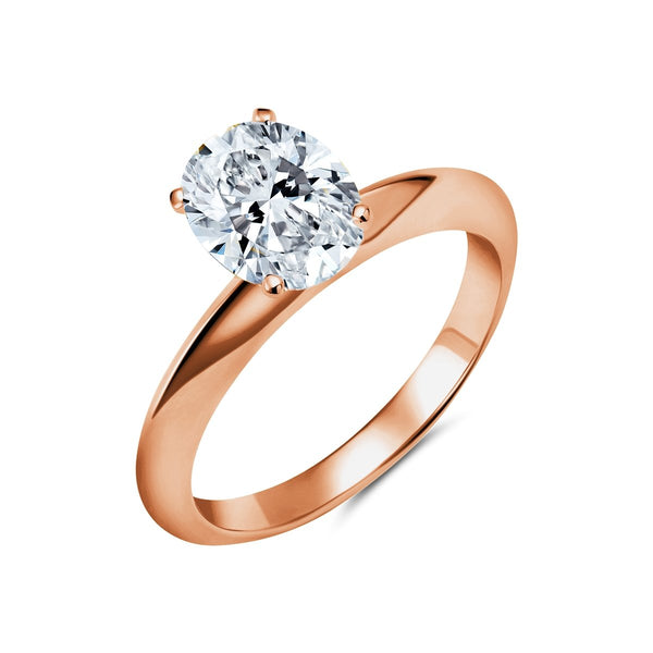 Tiffany Oval Cut Hand Set Cubic Zirconia Engagement Ring Finished In 18kt Rose Gold - CRISLU