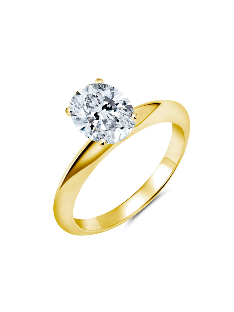 9ct Yellow Gold Oval Cut Cubic Zirconia Solitaire Ring