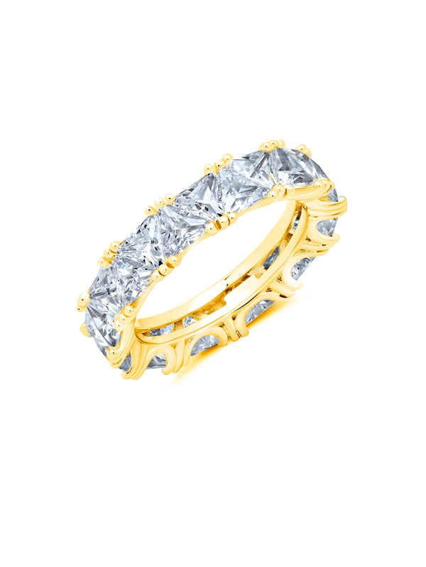 Trillion Cut Eternity Band Finished in 18kt Yellow Gold - CRISLU