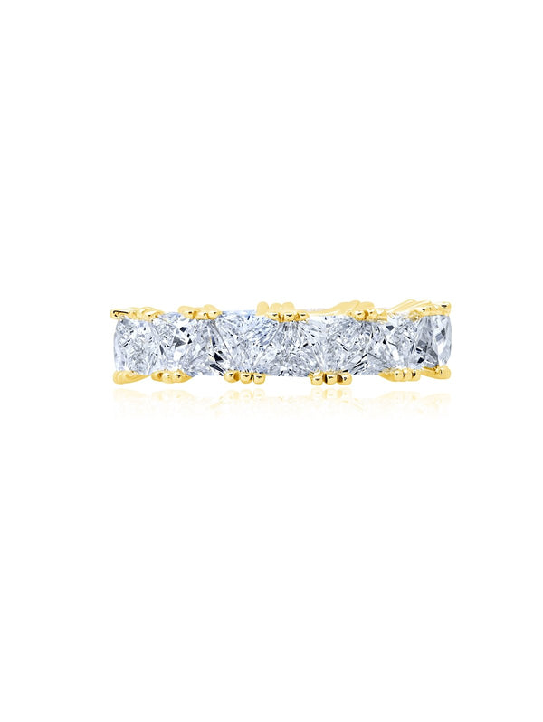 Trillion Cut Eternity Band Finished in 18kt Yellow Gold - CRISLU