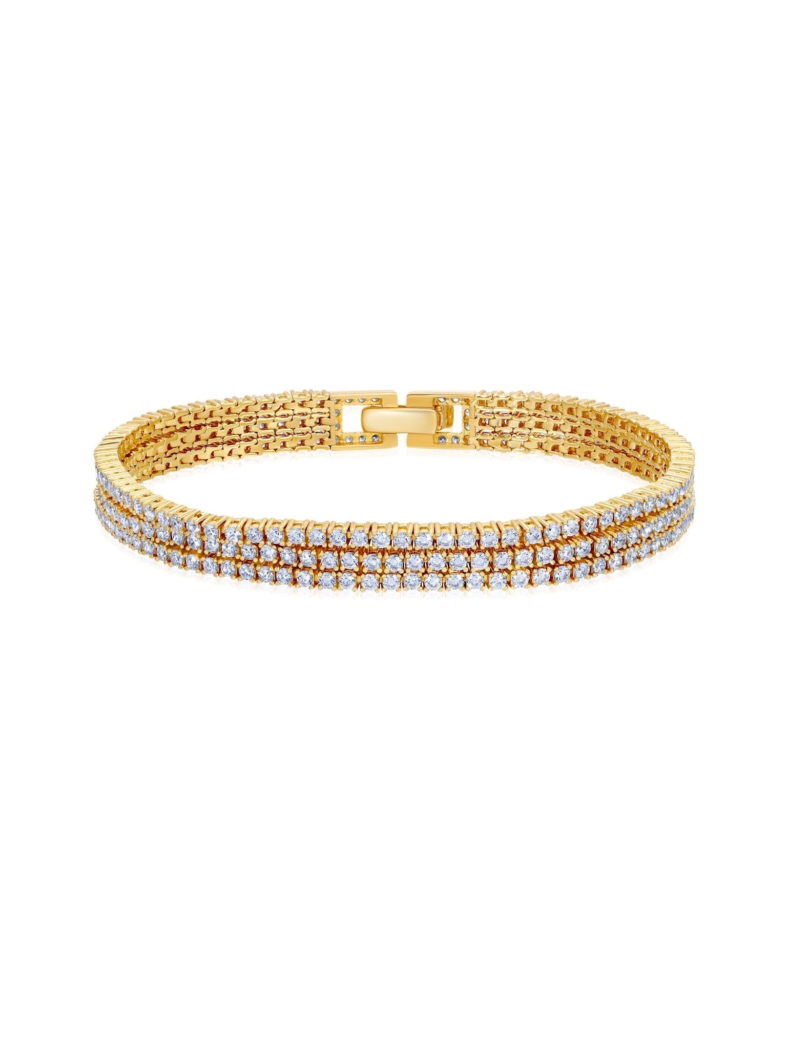Triple Row 7'' Tennis Bracelet With Round Cut Stones - CRISLU