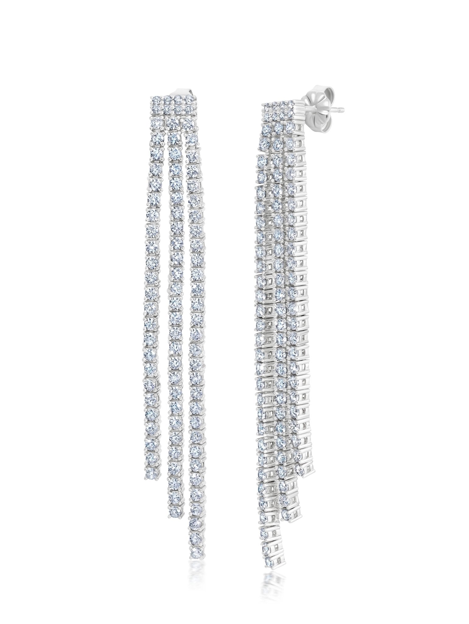 Triple Row Tennis Style Earrings With Round Cut Stones - CRISLU