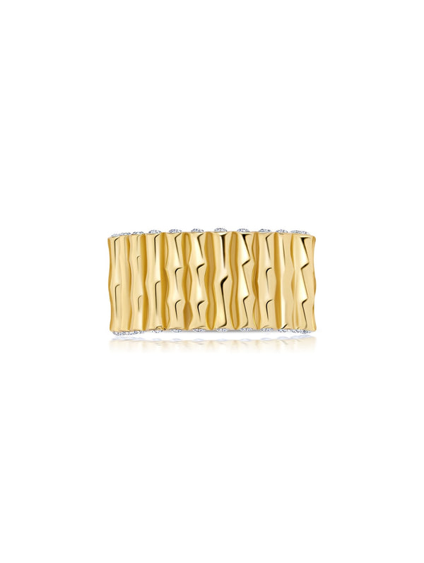 Wide Bamboo Ring Finished in 18kt Yellow Gold - CRISLU